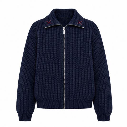 The sloe zip wool blend jumper navy